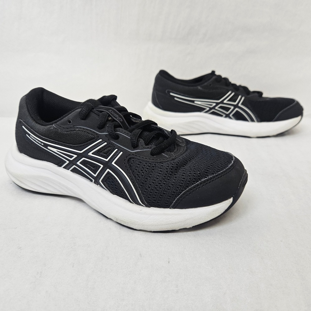 ASICS Contend 9 Running Shoes 1014A337 Black White Kids Size 2